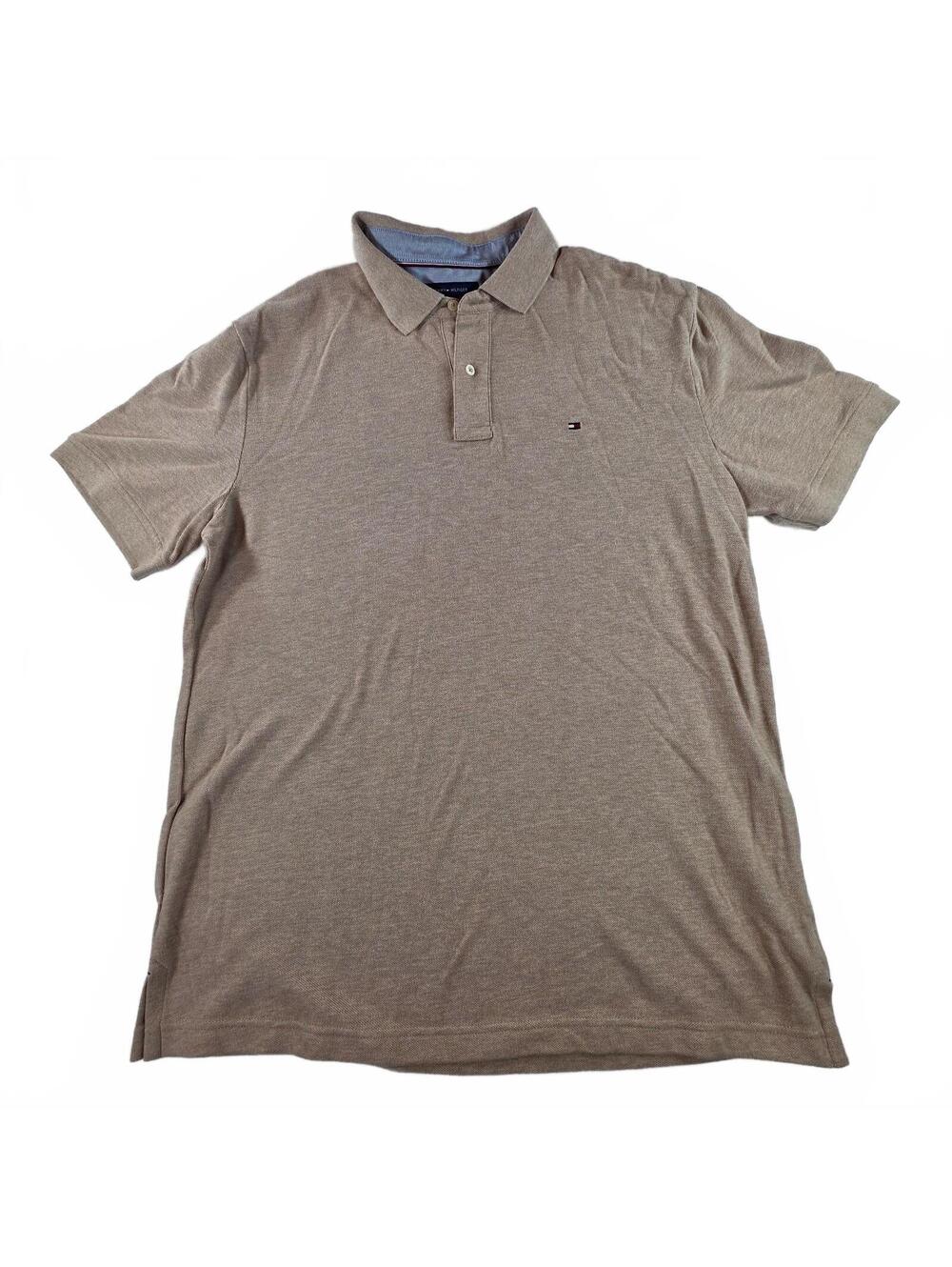 Tommy Hilfiger Men's Polo Shirt XL Beige Cotton Classic Casual